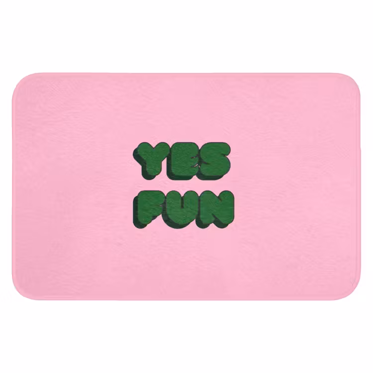 Yes fun - Groen - Roze Badmat klein -3d