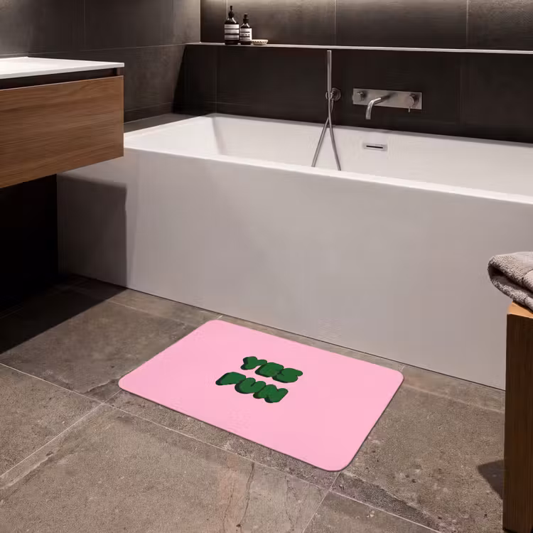 Yes fun - Groen - Roze Badmat klein -sfeer3