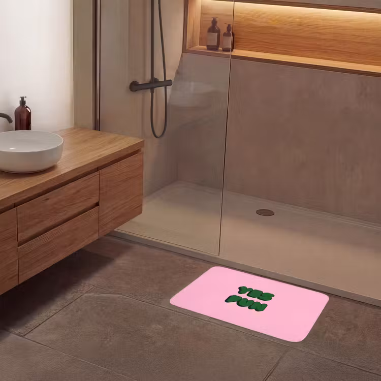 Yes fun - Groen - Roze Badmat klein -sfeer2