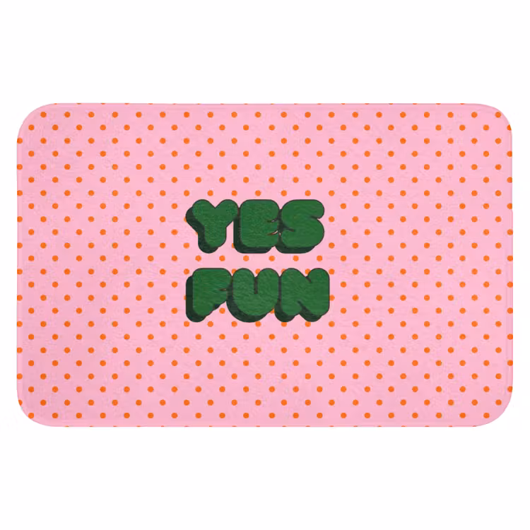 Yes fun - Groen - Roze - Stippen Badmat klein -3d