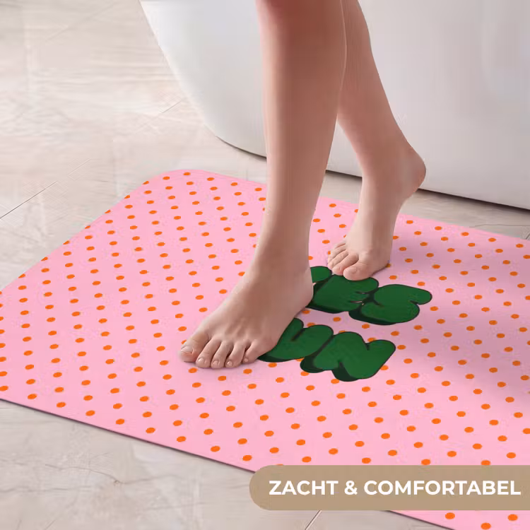 Yes fun - Groen - Roze - Stippen Badmat klein -USP_ZachtNL