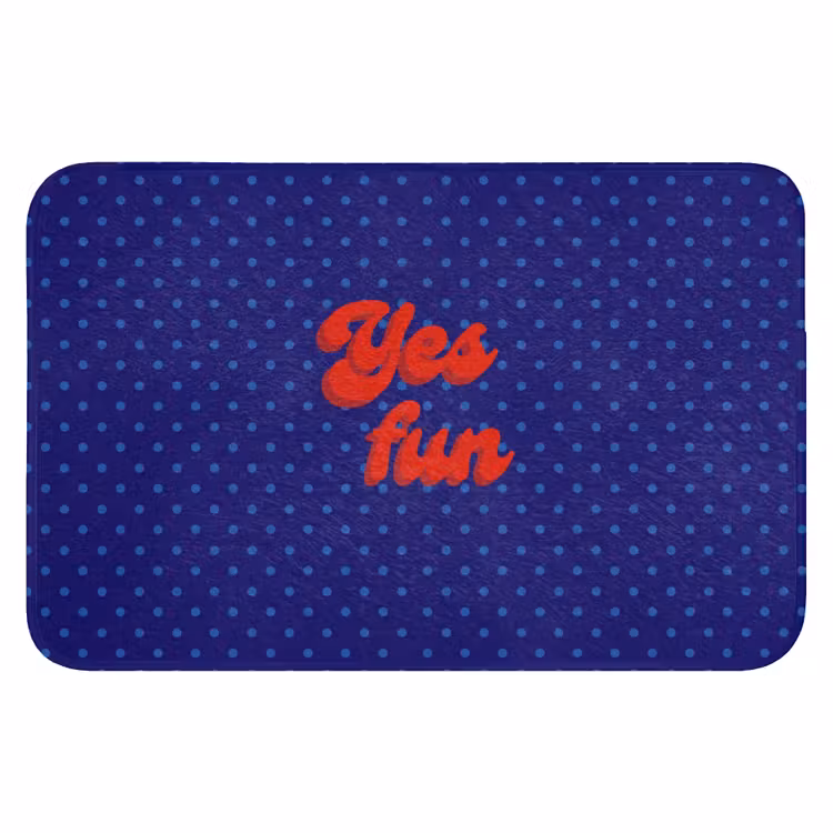 Yes fun - Rood - Blauw - Stippen Badmat klein -3d