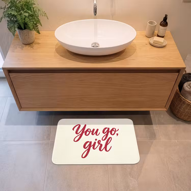 you go girl - Rood - Wit Badmat klein -sfeer1