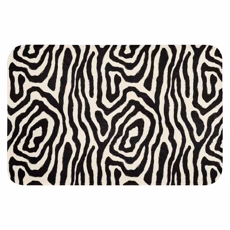 Zebra - Abstract - Zwart Badmat klein 997 -3d