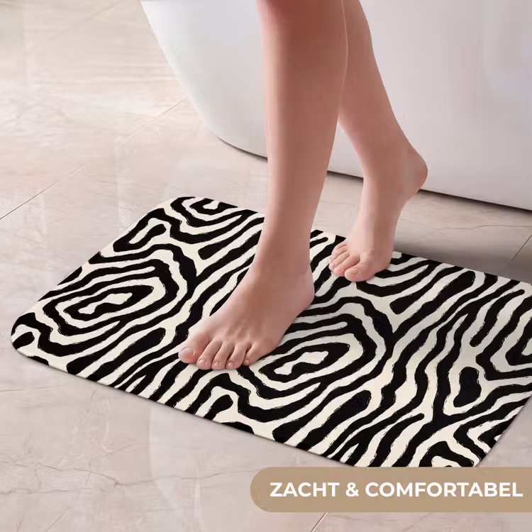 Zebra - Abstract - Zwart Badmat klein 997 -USP_ZachtNL