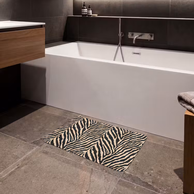 Zebra - Klassiek - Zwart Badmat klein 997 -sfeer3
