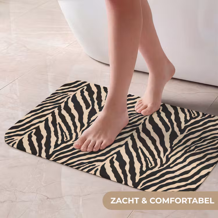 Zebra - Klassiek - Zwart Badmat klein 997 -USP_ZachtNL