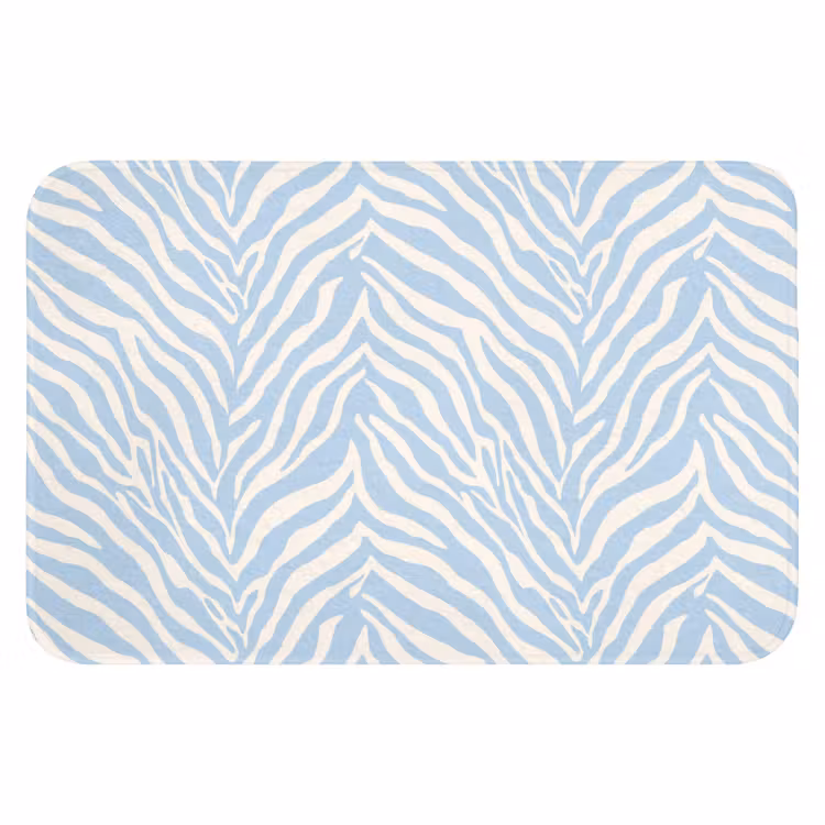 Zebra - Motief - Blauw - Wit Badmat klein 997 -3d