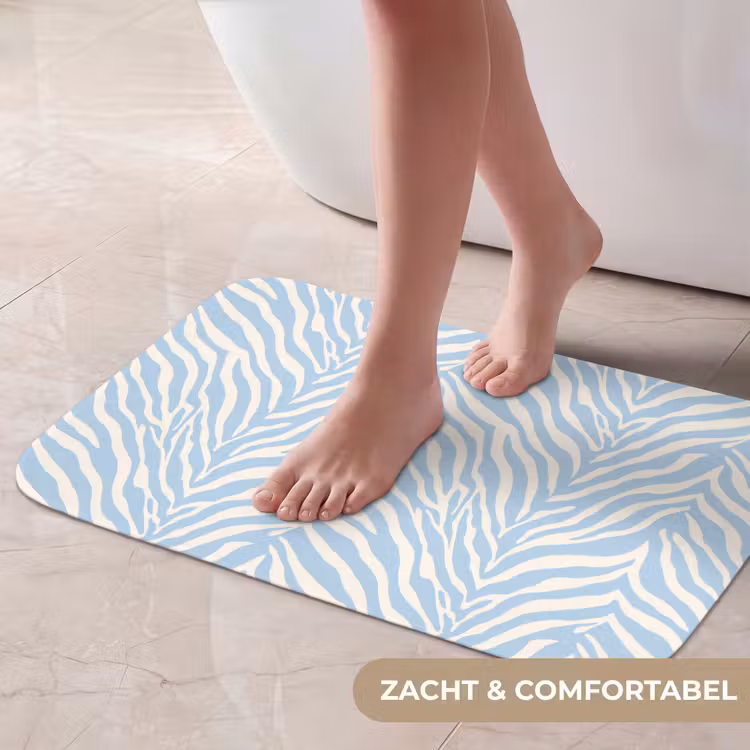 Zebra - Motief - Blauw - Wit Badmat klein 997 -USP_ZachtNL