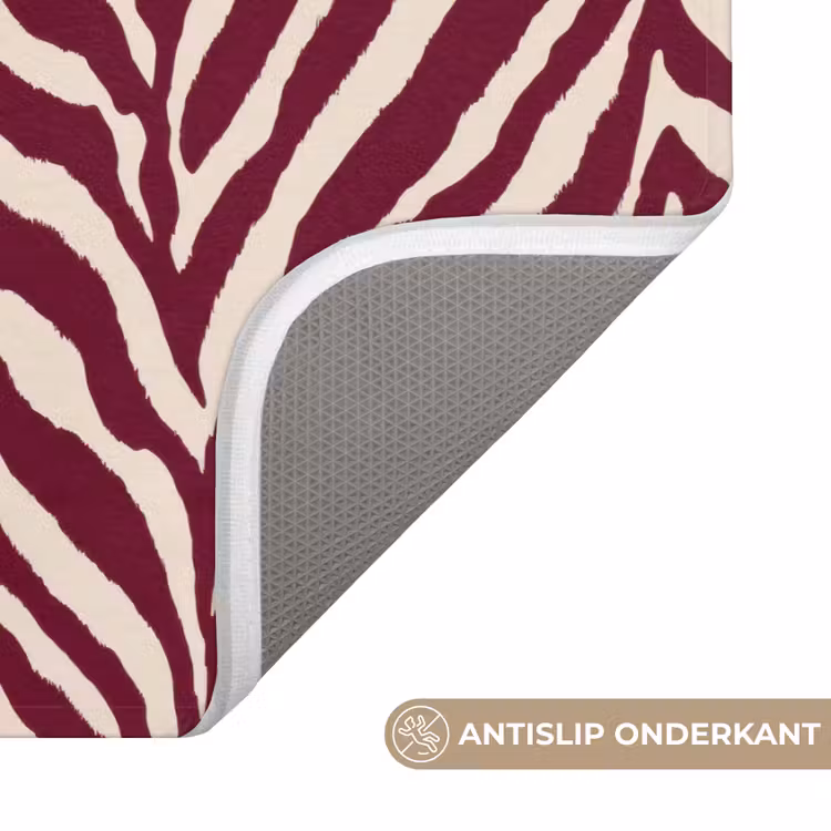 Zebra - Motief - Bordeaux - Rood Badmat klein 997 -USP_AntislipNL