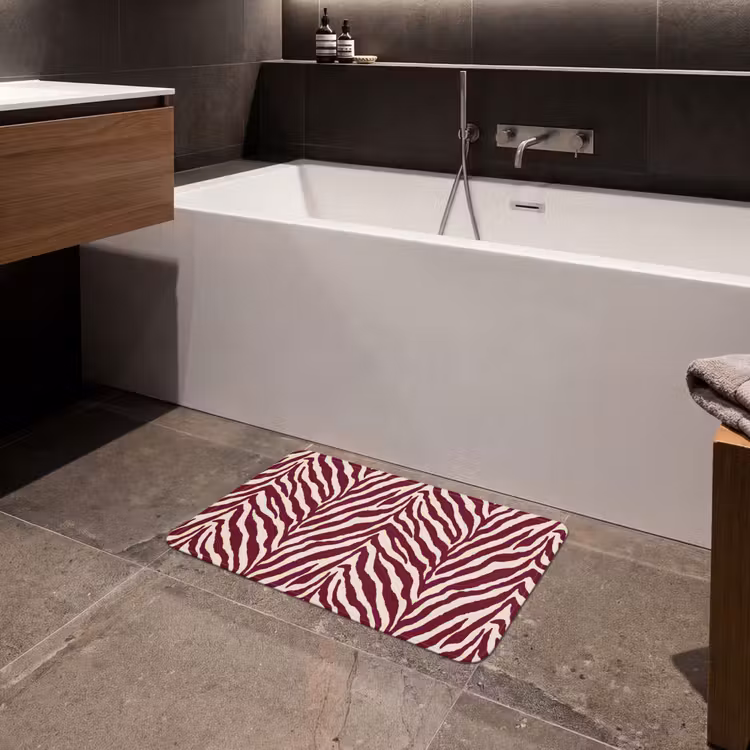 Zebra - Motief - Bordeaux - Rood Badmat klein 997 -sfeer3