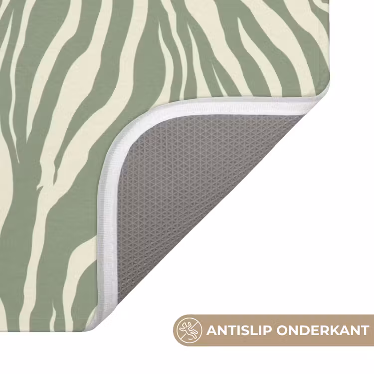 Zebra - Motief - Groen Badmat klein 997 -USP_AntislipNL