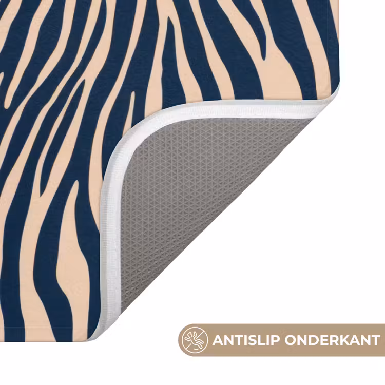 Zebra - Patroon - Blauw - Beige Badmat klein 997 -USP_AntislipNL