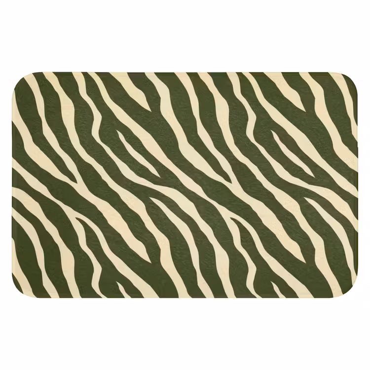Zebra - Patroon - Groen Badmat klein 997 -3d