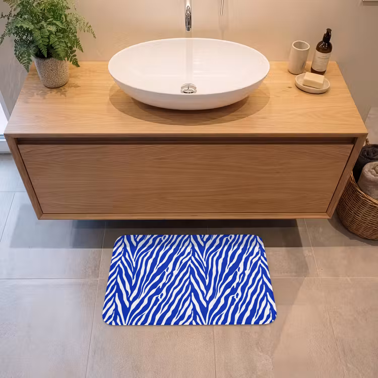 Zebra - Patroon - Kobalt - Blauw Badmat klein 997 -sfeer1