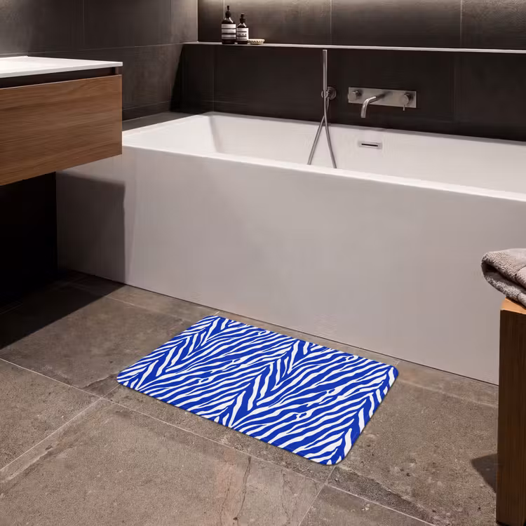 Zebra - Patroon - Kobalt - Blauw Badmat klein 997 -sfeer3