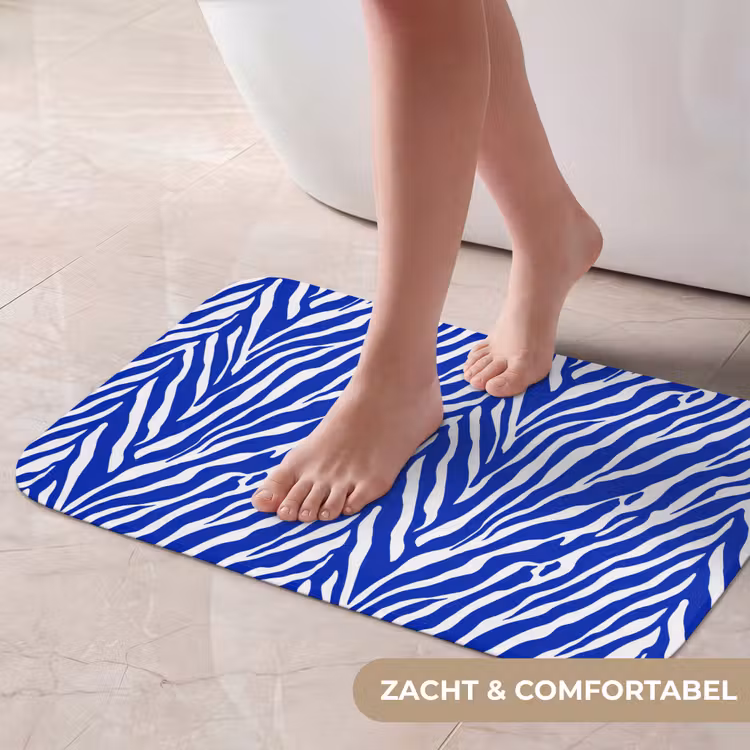 Zebra - Patroon - Kobalt - Blauw Badmat klein 997 -USP_ZachtNL