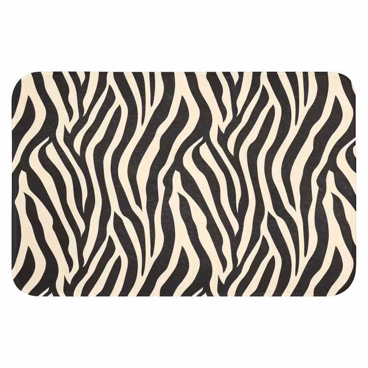 Zebra - Print - Klassiek - Zwart Badmat klein 997 -3d