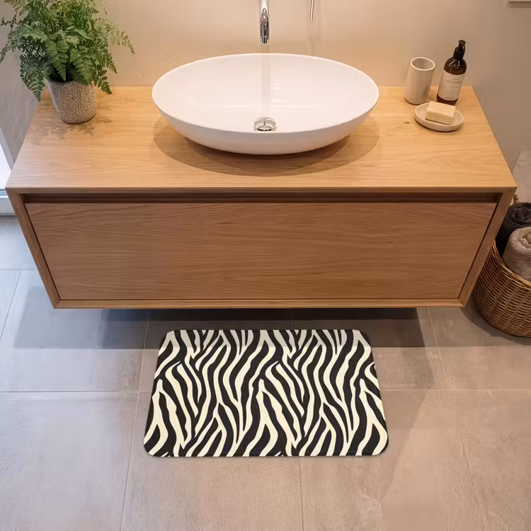Zebra - Print - Klassiek - Zwart Badmat klein 997 -sfeer1