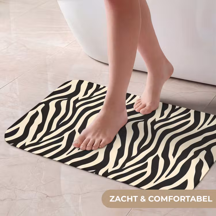 Zebra - Print - Klassiek - Zwart Badmat klein 997 -USP_ZachtNL