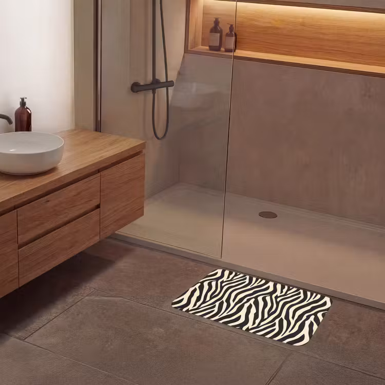 Zebra - Print - Klassiek - Zwart Badmat klein 997 -sfeer2