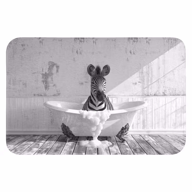 Zebra - Wilde dieren - Vintage - Zwart - Wit Badmat klein -3d