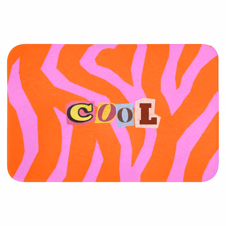 Zebraprint - Grafisch - COOL - Oranje Badmat klein -3d