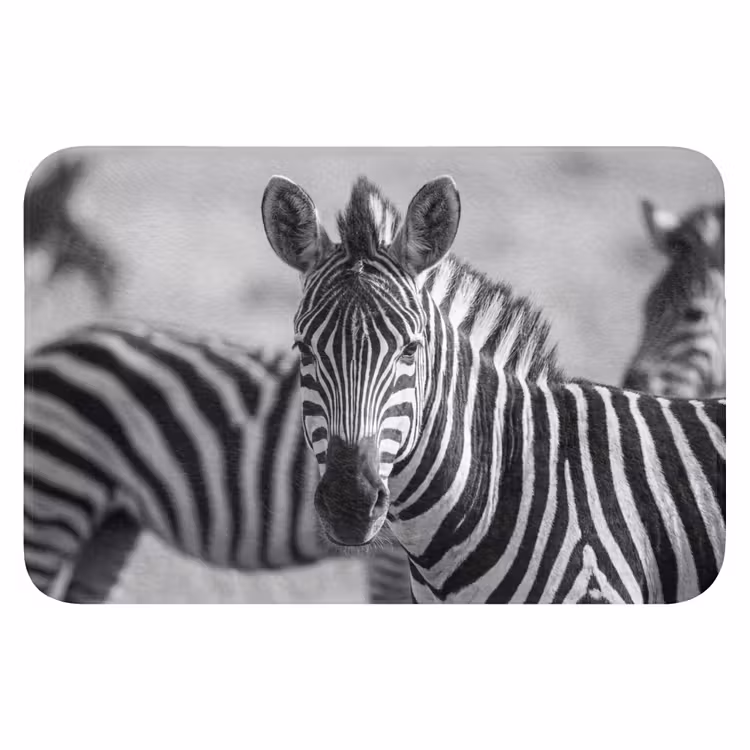 Zebra's - Zwart - Wit Badmat klein -3d