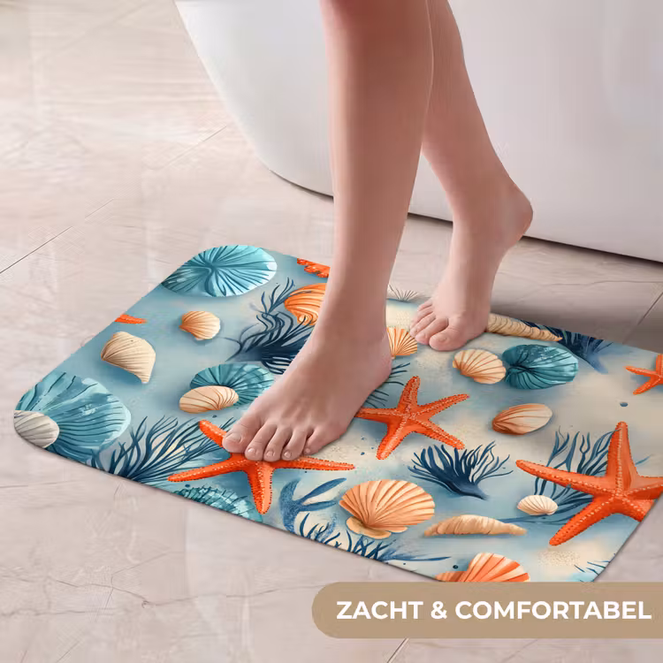 Zeesterren - Schelpen - Illustratie - Zand Badmat klein -USP_ZachtNL