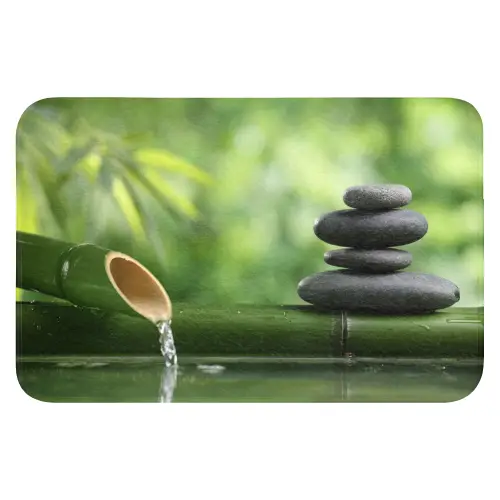 Zen - Stenen - Groen - Natuur - Bamboe Badmat klein -3d