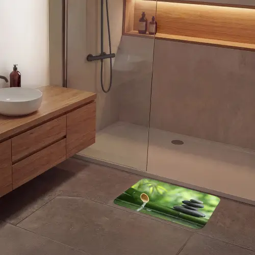 Zen - Stenen - Groen - Natuur - Bamboe Badmat klein -sfeer2