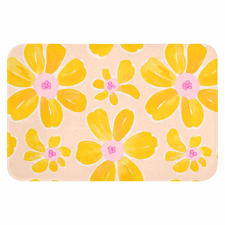 Zomers - Bloemen - Geel Badmat klein 997 -3d