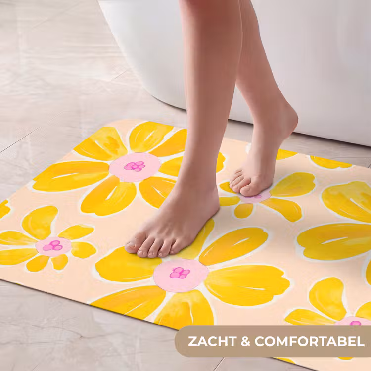 Zomers - Bloemen - Geel Badmat klein 997 -USP_ZachtNL