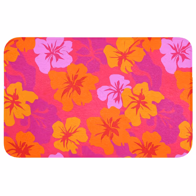 Zomers - Hibiscus - Kleurrijk Badmat klein 997 -3d