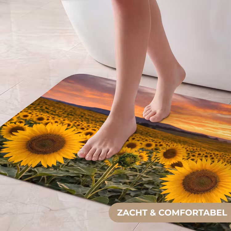 Zonnebloemen - Heuvellandschap - Geel Badmat klein -USP_ZachtNL