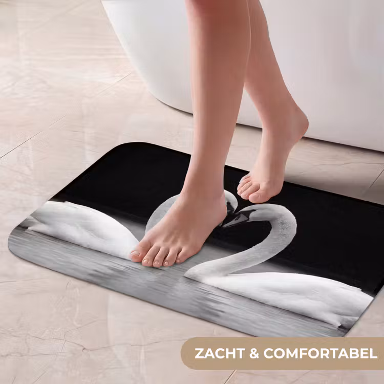 Zwanen - Hart - Zwart - Wit Badmat klein -USP_ZachtNL
