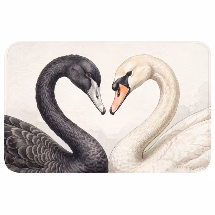 Zwanen - Hartvorm - Dieren Badmat klein -3d