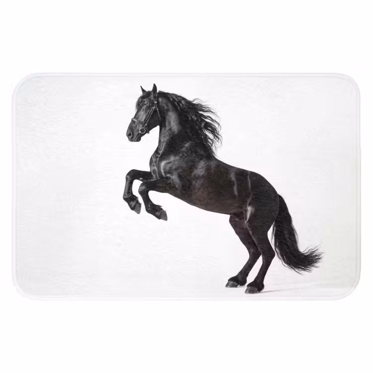 Zwart - Paard - Portret Badmat klein -3d