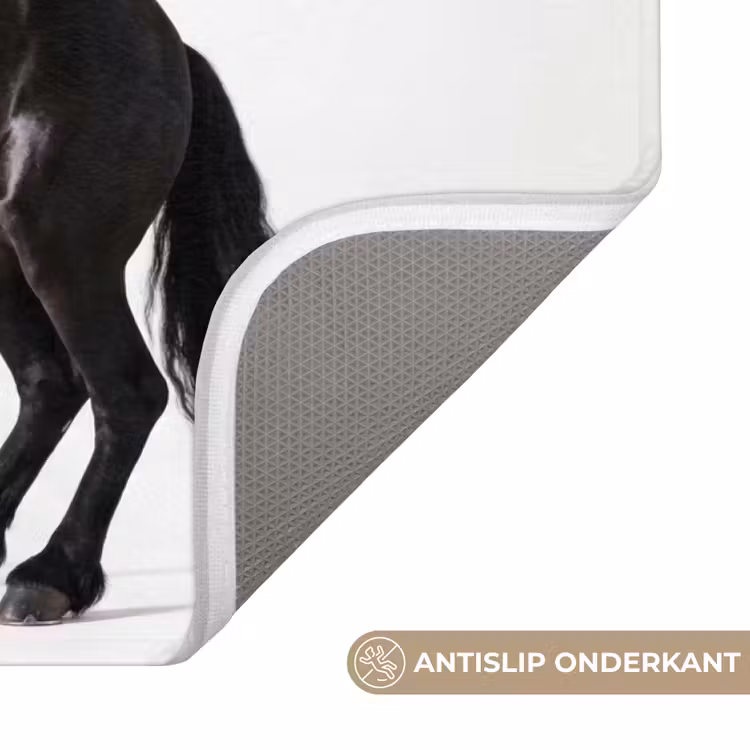 Zwart - Paard - Portret Badmat klein -USP_AntislipNL