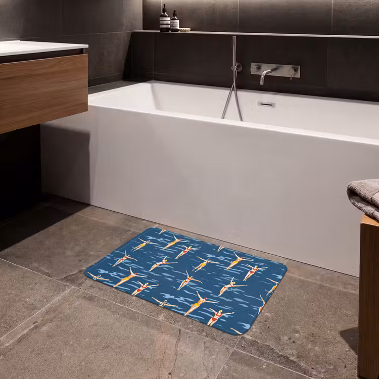 Zwemsters- Retro - Blauw Badmat klein 997 -sfeer3