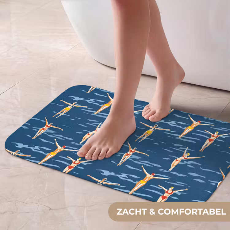 Zwemsters- Retro - Blauw Badmat klein 997 -USP_ZachtNL