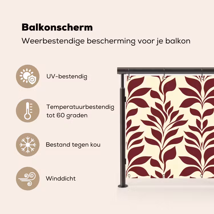 Abstract - Bladeren - Burgundy Balkonbeschermer Duitsland klein 596 -specs_NL