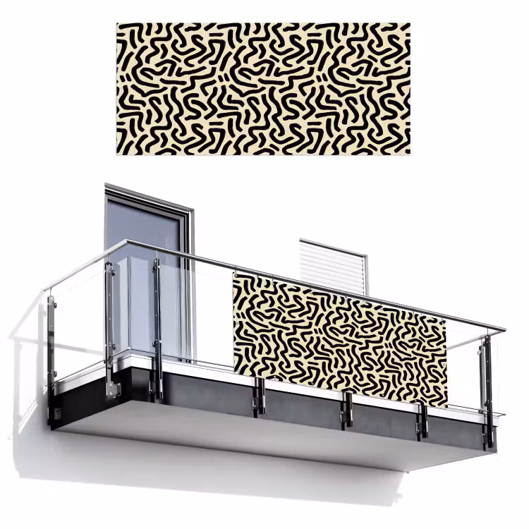Abstract - Lijnen - Zwart Balkonbeschermer Duitsland klein 596 -3d