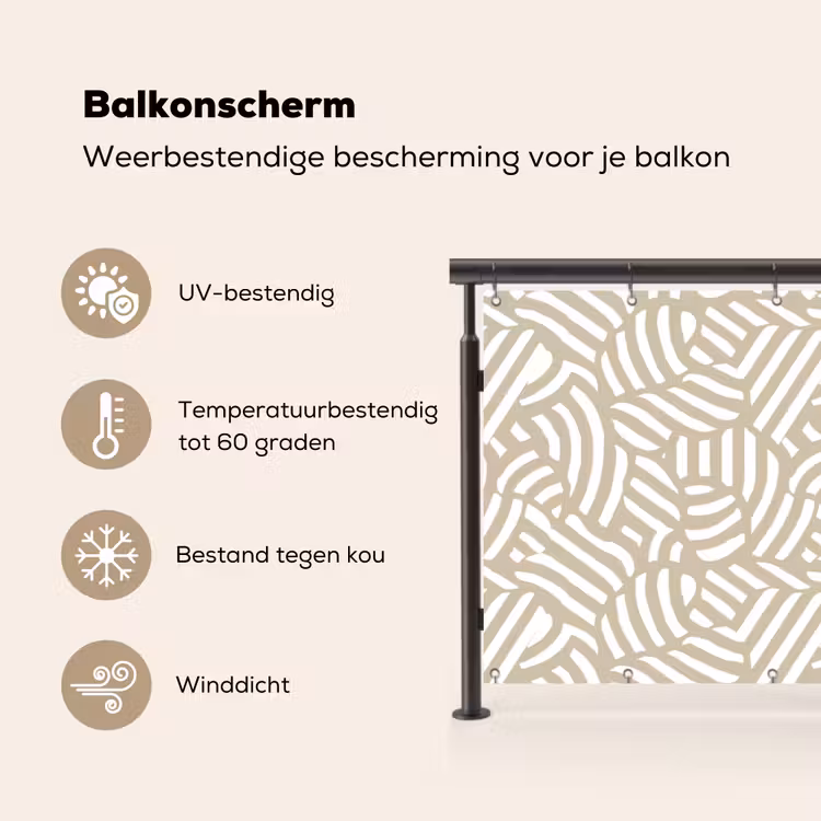 Abstract - Modern - Beige Balkonbeschermer Duitsland klein 596 -specs_NL