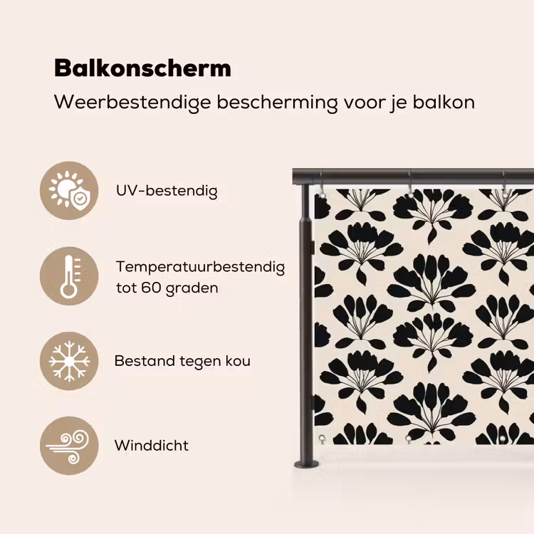 Abstract - Patroon - Zwart Balkonbeschermer Duitsland klein 596 -specs_NL