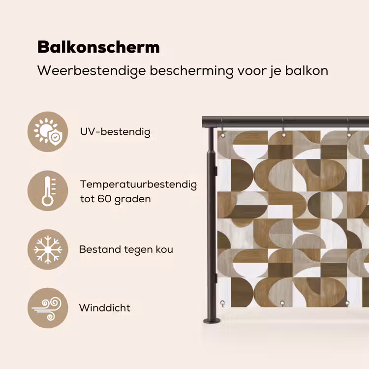Abstract - Retro - Bruin Balkonbeschermer Duitsland klein 596 -specs_NL