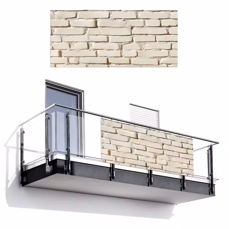 Bakstenen - Muur - Licht - Wit Balkonbeschermer Duitsland klein -3d