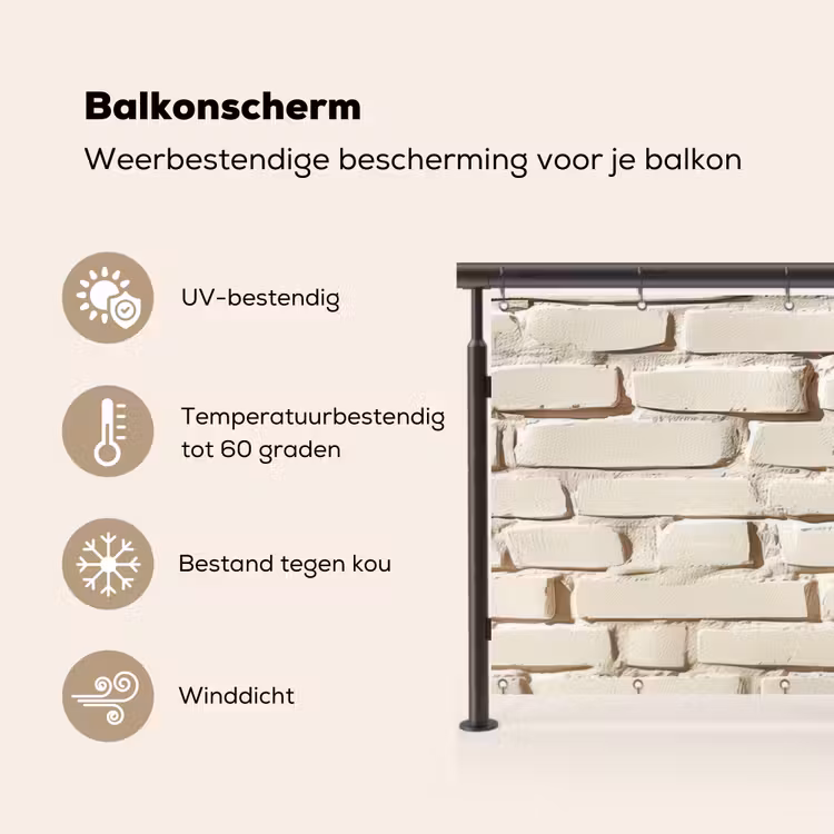 Bakstenen - Muur - Licht - Wit Balkonbeschermer Duitsland klein -specs_NL