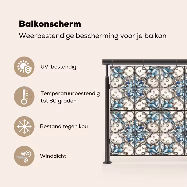 Barok - Tegel - Kleurrijk Balkonbeschermer Duitsland klein 596 -specs_NL