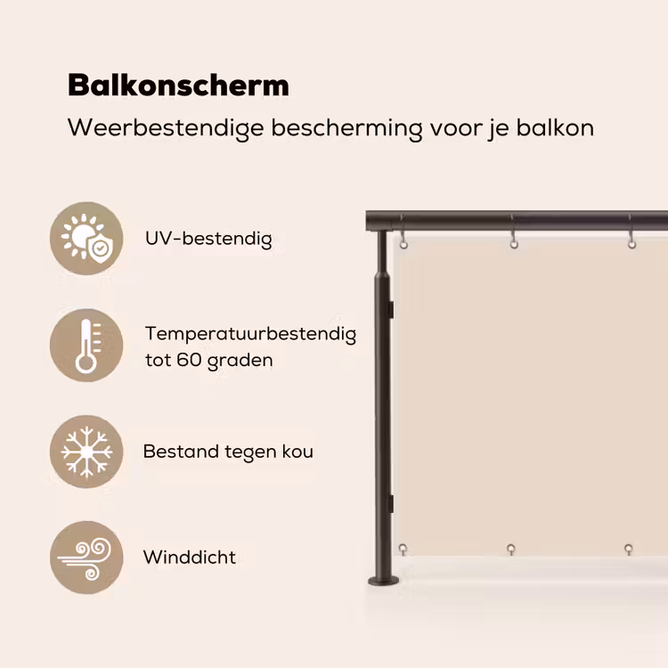 Beige - Effen kleur Balkonbeschermer Duitsland klein 596 -specs_NL